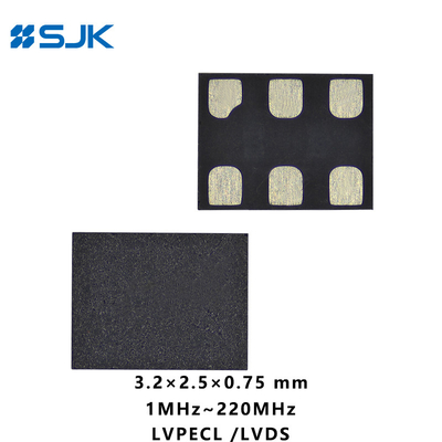 SMD 3225 Taille programmable MEMS LVPECL Oscillateur différentiel avec 6 Pads Prise en charge 1-220MHz 2.25-3.63V
