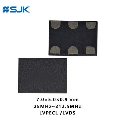 L'oscillateur SMD 7050 programmable MEMS LVPECL avec 6 pads prend en charge 1-220MHz 2.25-3.63V